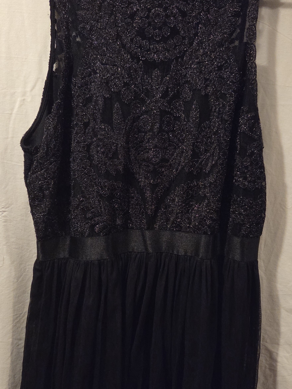 Xhilaration Black Embroidered Backless Evening Dress